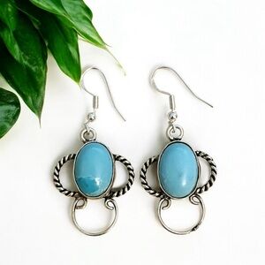 Blue Mosaic Jasper Gemstone Earrings